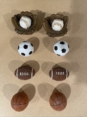 Set of 8 Sports-Themed Drawer Pulls / Cabinet Dresser Knobs Resin
