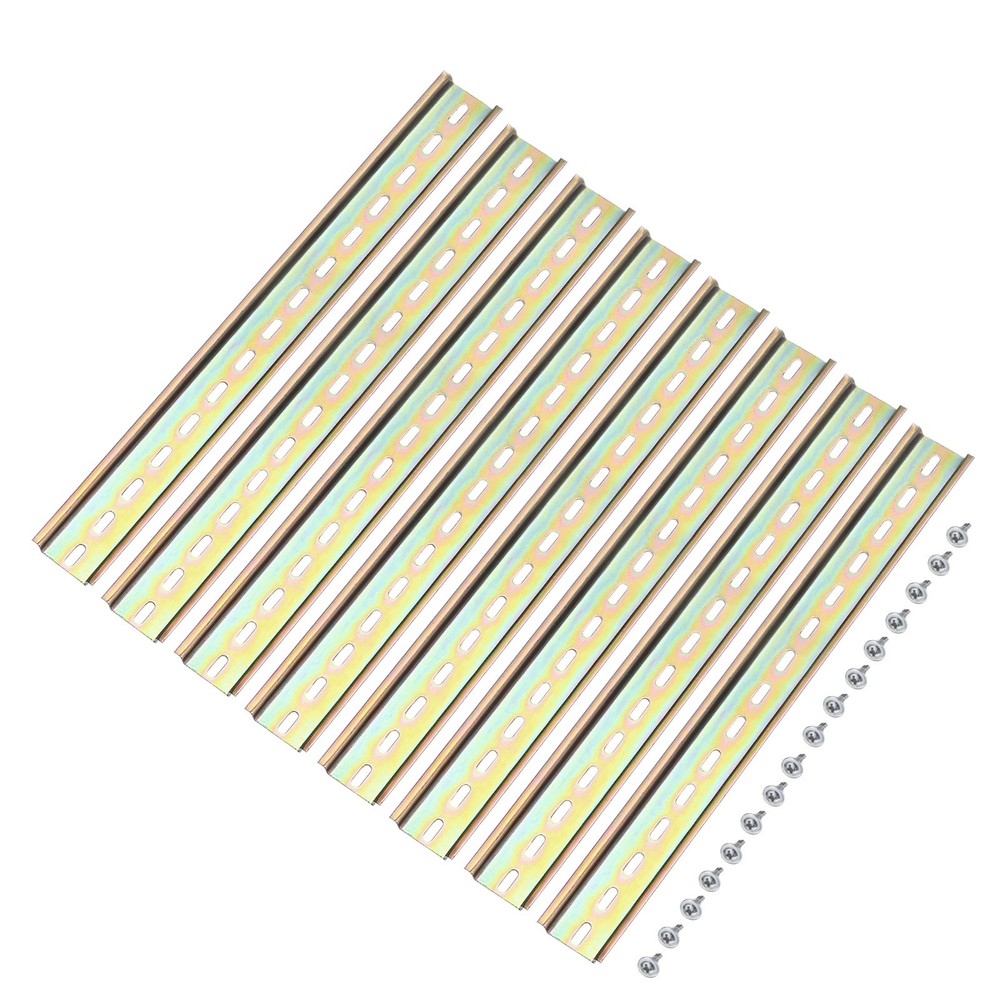 DIN Rail Slotted Iron Mounting Guide 12 ” x 1.4 ” x 0.3 ” Iridescent 8 Pcs