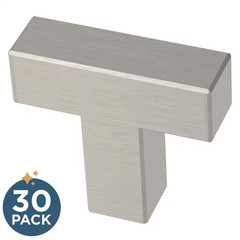 (30-Pack) Simple Modern Square 1-1/4 In. (32 Mm) Modern Stainless Steel T-Shaped