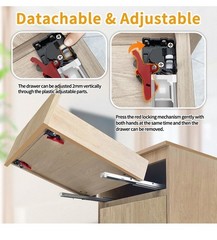 Soft Close Bottom Mount Drawer Slides 21 Inch Rails with Rear mounting Bracket..