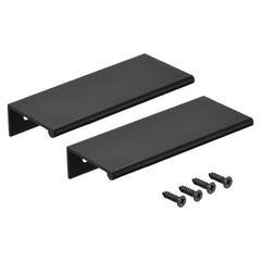 80mm x 40mm Aluminum Thicken Type Cupboard Edge Pull Handle Black 2Pcs