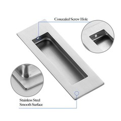 2 PCS Silver 4.72in Length Brushed Nickel Sliding Closet Door Handles Flush