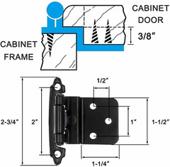 Kitchen Door Cabinet Hinges Self Closing 3/8″ Offset Inset Face Mount Self Close
