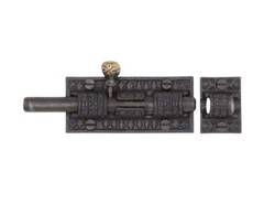 Victorian Slide Bolt Iron and Brass Knob Antique Replica