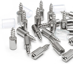 30pcs Shelf Support Peg with Non-Slip Sleeve, Nickel Plated Shelf Pins, Screw-in