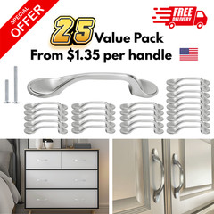 25 Pack Satin Nickel Cabinet Handles Closet Drawer Arch Pulls Kitchen Hardware