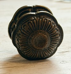 Bronze Metal Cabinet Knob Round Antique Finish Traditional w/ Mounting Stem