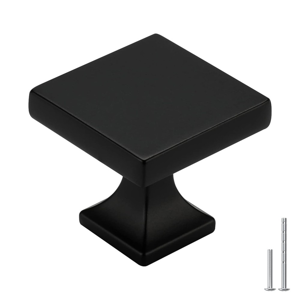 homdiy 10 Pack Black Cabinet Knobs Matte Black Square Dresser Drawer Knobs Zi…
