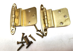 4 pairs- Keeler Brass Cabinet Door 3/8″ Offset Surface Hinge Brass Color