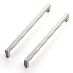 Brushed Nickel Square Cabinet Handles & Pulls 10-1/2 in (10 in Hole Center) 10