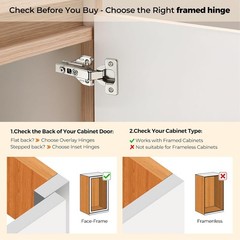 1 Pair 2 Packs Full Overlay Cabinet Door Hinges,105 Degree Adjustable Concealed