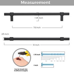 5 Pack Black Cabinet Handles – 7-1/2″ Hole Center Cabinet Pulls Matte Black D…