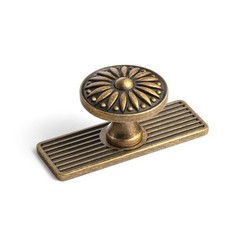 2 Pack Vintage Antique Brass Sunburst Cabinet Knobs with Linear Backplate – O…