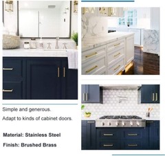 Goldenwarm Brushed Brass Cabinet Handle Drawer Pulls 3″, 4″, 4.5″ Centers