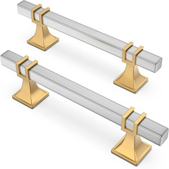 10 Pack 3-3/4 Inch Cabinet Pulls Brushed Nickel and Gold Cabinet Handles, Silver