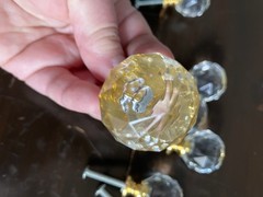 Set of 9 Acrylic Knobs Gold Accent Metal Screws Included