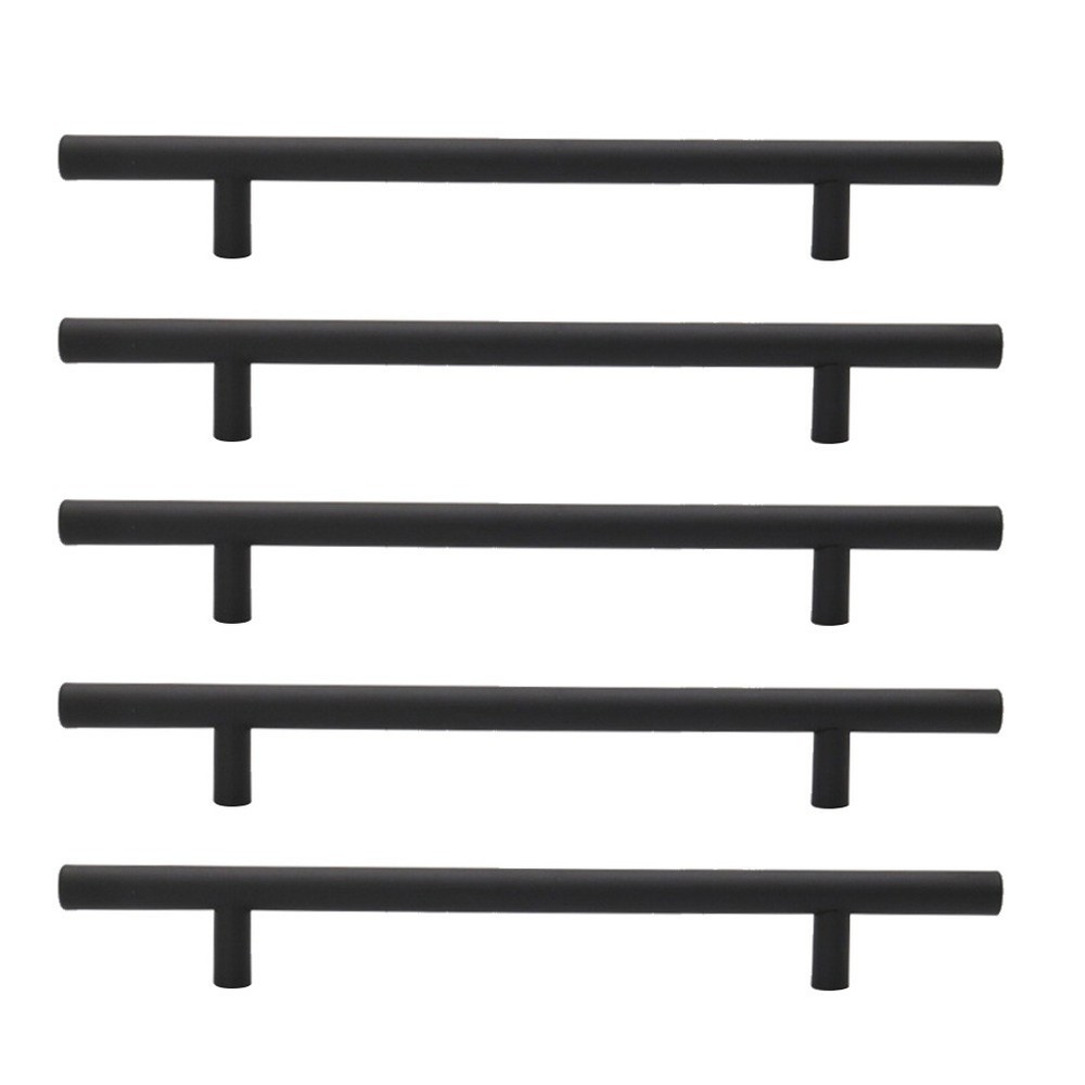 5pcs Black Stainless Steel Furniture Cabinet Handles Drawer Pulls for Home