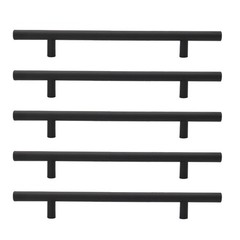 5pcs Black Stainless Steel Furniture Cabinet Handles Drawer Pulls for Home
