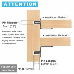 5mm Shelf Pegs L-Shaped Cabinet Support Pins Bracket Style Clips for Bookcase Ki