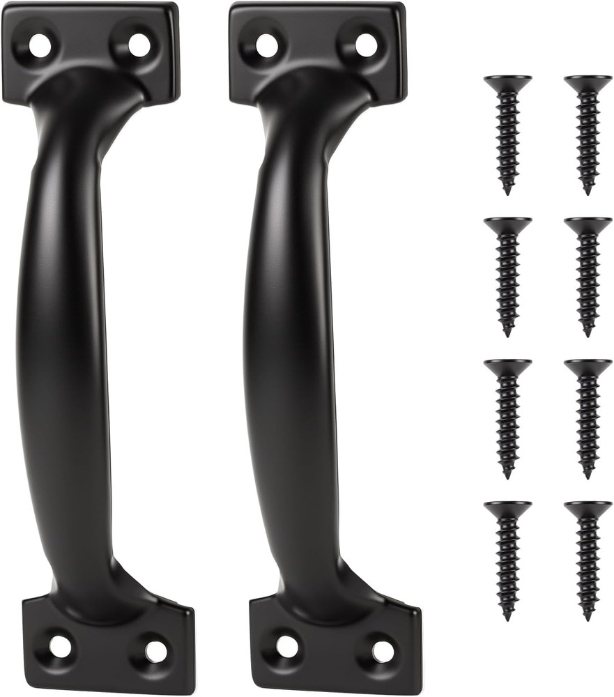2 Pcs 5″ Garage Door Handles Black – Iron Hardware Outdoor Handle Pull | Small