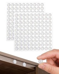 200PCS Clear Silicone Cabinet Door Bumpers, Self Adhesive Soft Rubber Sound