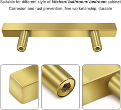 20 Pack Stainless Steel Brushed Gold Kitchen Cabinet Handles Square Drawer Pulls