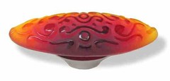 (5 Pack) 3-3/4 inch Betsy Fields Scroll Pull Amberina Red with Satin Nickel