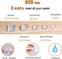 Cabinet Door Bumpers Clear Self Adhesive Noise Dampening Bumper Pads 272Pcs Sili