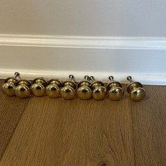 Lot of 9 Solid Brass Knobs with Screws