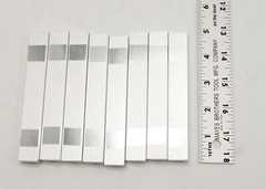 Lot of 8 Siro Designs Shiny Chrome Modern Blocky Cabinet Drawer Knobs 4.75″ Long