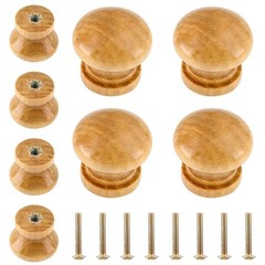 Luomorgo 8 Pcs Natural Wood Dresser Knobs, 1″ Diameter, 8pcs-Natural
