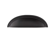 6) Emtek 86173US19 Cup 4″ Cabinet Pull Traditional Collection in Flat Black