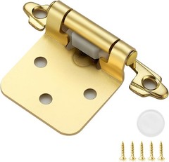 20 PCS 1/2 Inch Overlay Kitchen Cabinet Hinges Satin Brass Gold Self Closing