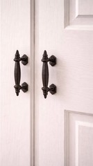 2 Black Oiled Iron Traditional Handle Pull for Door Cabinet or Drawer Iron Pulls