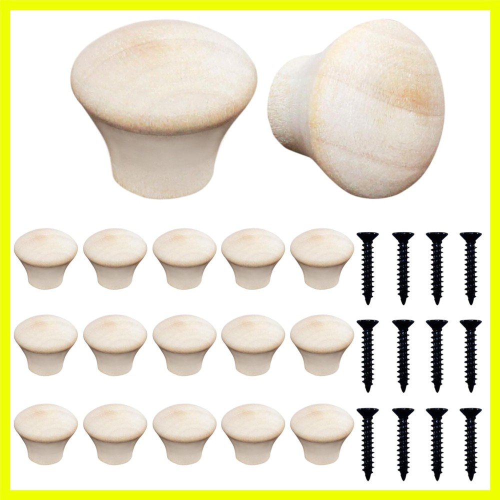 Versatile 20pcs Round Wooden Drawer Pulls – Unfinished for Personalized Touch