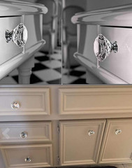 Crystal Glass Knobs for Cabinet 6 Pack, Crystal Drawer Knobs Diamond Shape Dress