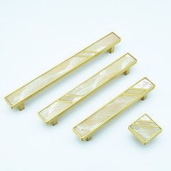 MFYS Natural Shell Drawer Knob Pull Luxury Cabinet Pull Brass White Shell