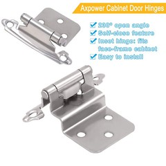 3/8″ Inset Hinges for Face Frame Kitchen Cabinet Door Satin Nickel Self Closing