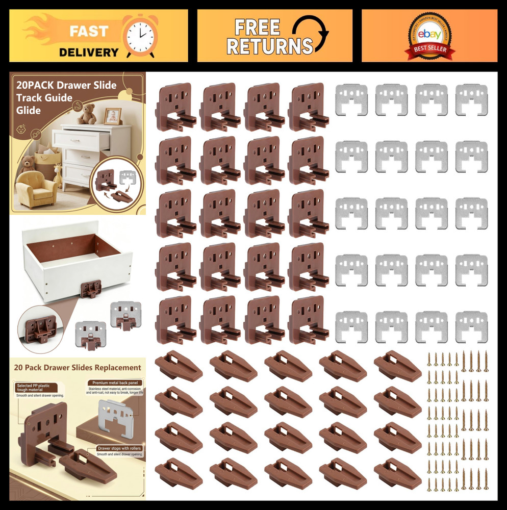20 Set Drawer Guide Kit – Commercial Slide Style Replacement for Dresser Drawers