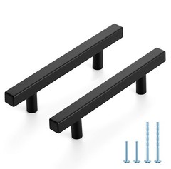 10 PCS 33/4 Inch Matte Black Square Cabinet Handles 6 Inch Overall Length