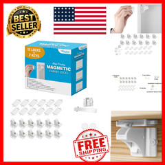 Magnetic Cabinet Locks Baby Proof 12 Pack 2 Keys Adhesive Invisible Child Safe