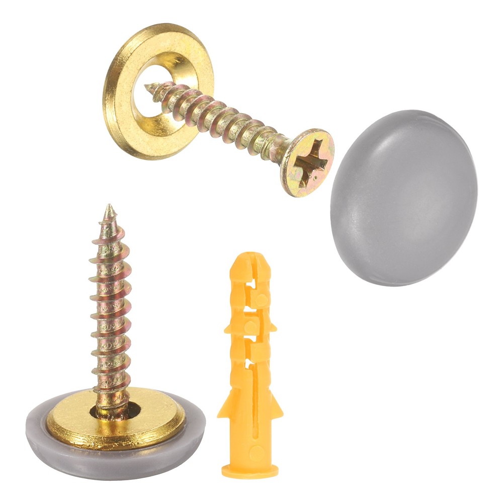 8 Pcs 16.8mm Decorative Caps Cover Nails, Zinc Alloy Screw Caps, Light Grey