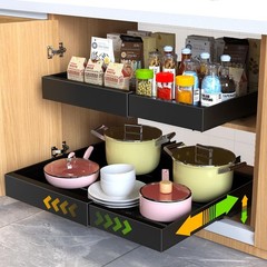 Mlinavn 2 Pack Pull Out Cabinet Organizer,21″ Deep Slide Out Drawer Organizer…