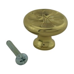 Cabinet Knob Bright Solid Brass 1 1/4″ Dia Pack of 4 Renovators Supply