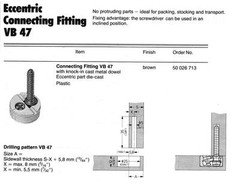 HETTICH VB47 CONNECTING FITTING, BROWN PLASTIC WITH SCREW, 25mm BORE DIAMETER