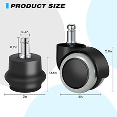Bell Glides Replacement Office Chair or Stool Swivel Caster Wheels to BLACK
