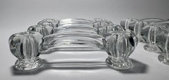 8 Crystal Clear Glass Drawer Pulls Handles Vintage Depression Era Flea Bites