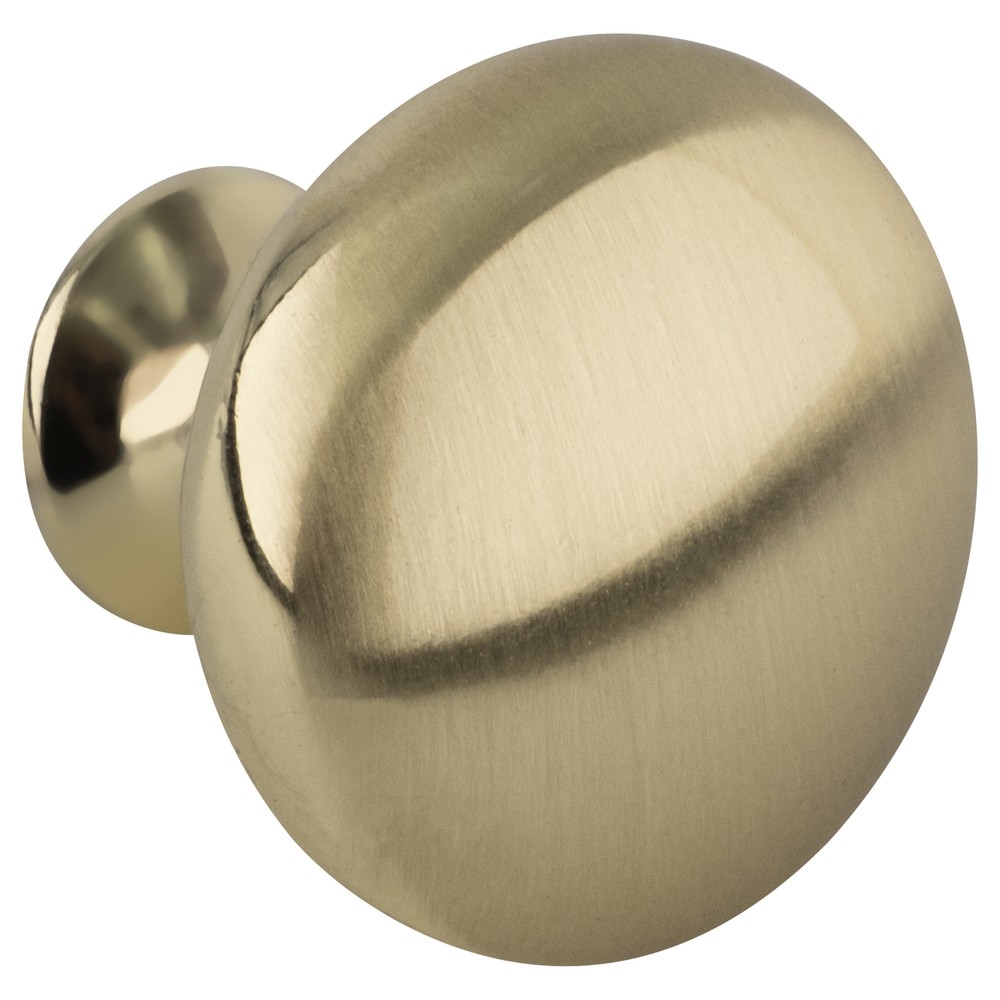 Brushed Brass The Anniversary Collection Transitional Round Cabinet Knob 1-3/16