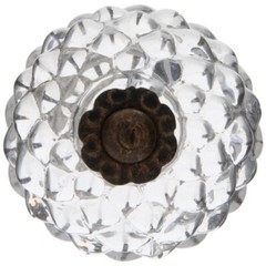 Clear Textured Glass Vintage Cabinet Knob kitchen bathroom pull w/ bronze facet