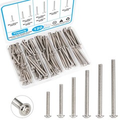120 Pcs Cabinet Pull Knob Screws M4 x 25~50mm Phillips Machine Screws Kit